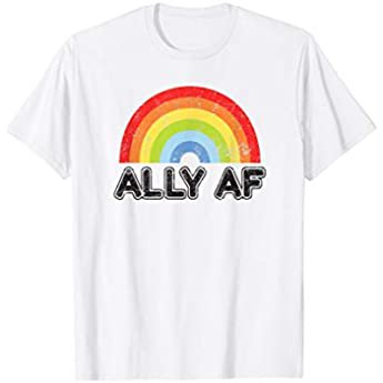 Proud Ally Pride Shirt Gay LGBT Day Month Parade Rainbow T-Shirt: Clothing