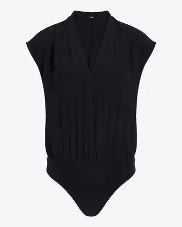 V-neck Pleated Shoulder Gramercy Thong Bodysuit | Express