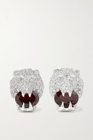 White gold 18-karat white gold, diamond and garnet earrings | Gucci | NET-A-PORTER