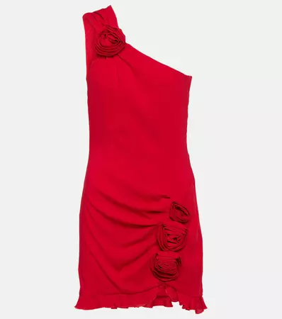 One Shoulder Crepe Minidress in Red - Blumarine | Mytheresa
