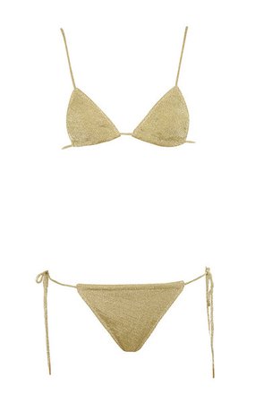 Clothing : Swimwear : 'Equador' Gold Lurex Tie Side Bikini Two Piece
