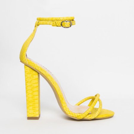 Shanice Yellow Snake Block Heels