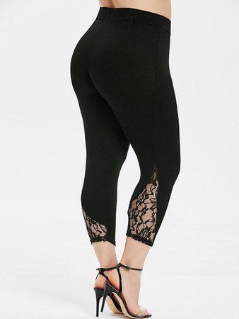 DHGate.com Skinny Black Lace Capri Leggings