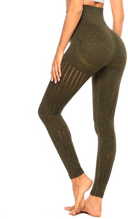CFR Women's Tummy Control High Waisted Gym Sport Ombre Seamless Leggings Stretch Fit Pants Workout Tights #6 Gray L at Amazon Women’s Clothing store