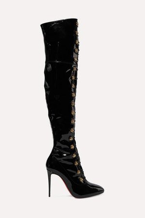 Frenchissima Alta 100 Patent-leather Over-the-knee Boots - Black
