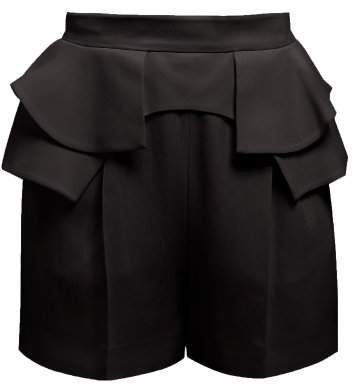 Peplum Waist Crepe Shorts - Womens - Black