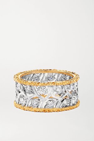 Gold Ramage Eternelle 18-karat white and yellow gold diamond ring | Buccellati | NET-A-PORTER