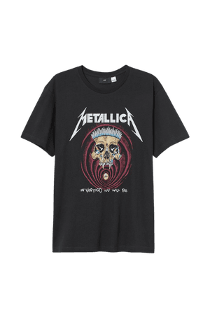 H&M Regular Fit T-shirt Black / Metallica