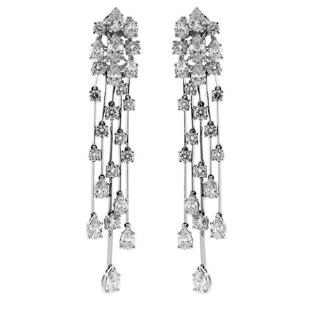 Graff Waterfall Platinum Diamond Earrings | Opulent Jewelers