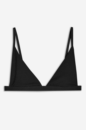 Black High Apex Crinkle Triangle Bikini Top | Topshop