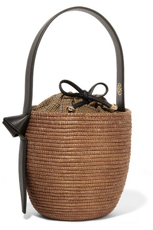 Cesta Collective | Lunchpail leather-trimmed woven sisal bucket bag | NET-A-PORTER.COM