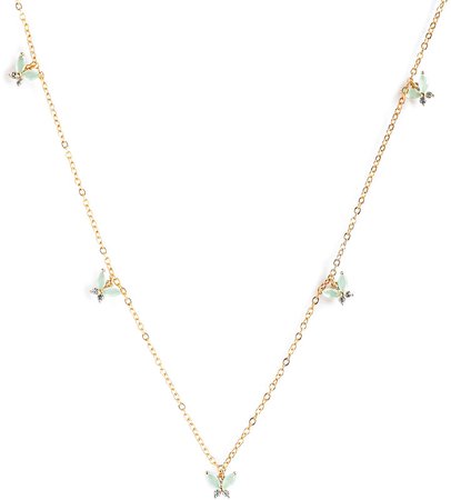 Girls Crew Mint Mari Butterfly Choker Necklace