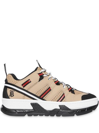 Burberry Monogram Motif Mesh And Leather Sneakers - Farfetch