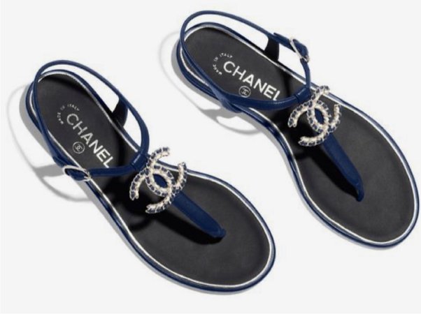 navy blue Chanel sandals