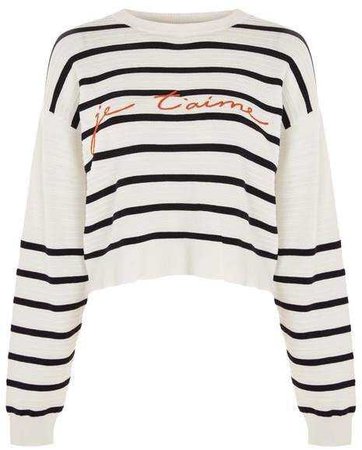 'Je T'aime' Striped Sweater