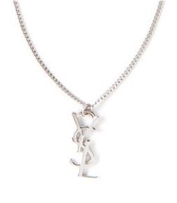 ysl Saint Laurent Metallic Monogram Necklace