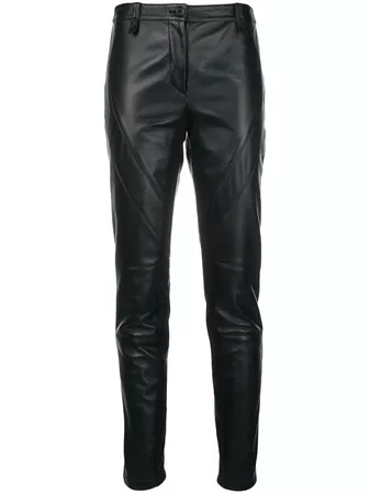 Alberta Ferretti Slim Fit Leather Trousers - Farfetch