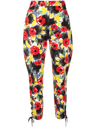 Chanel Pre-Owned Camelia Print Cropped Trousers Vintage | Farfetch.com