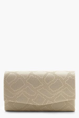 Structured Faux Snake Envelope Clutch | Boohoo