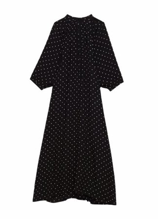 Celine MIDI DRESS IN DOT PRINTED VISCOSE WITH FOLK BUTTON PLACKET