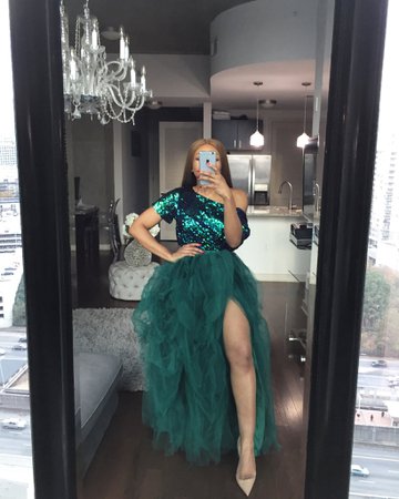 Emerald hi slit skirt set – Oyemwen