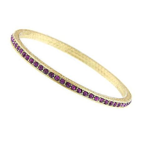 Gold-Tone Amethyst Purple Color Crystal Bangle Bracelet