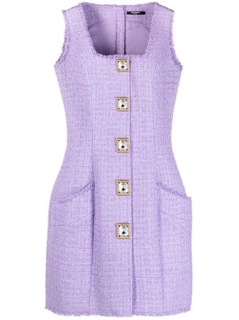 Shop Balmain button-embellished tweed dress with Express Delivery - FARFETCH