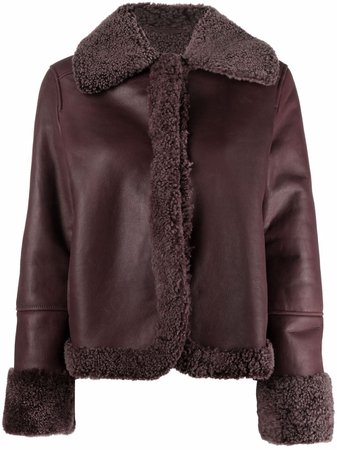 Eleventy shearling-lined leather jacket