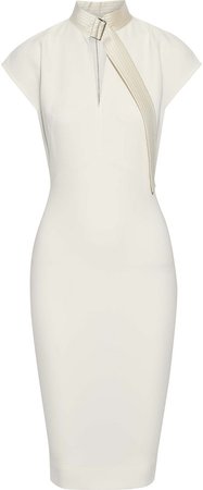 Satin-trimmed Cutout Stretch-crepe Dress