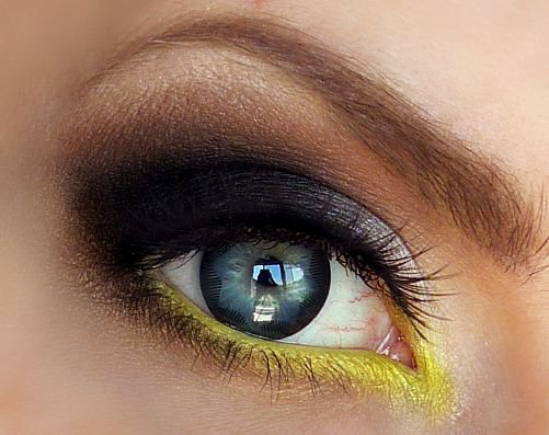 yellow brown gray eyeshadow
