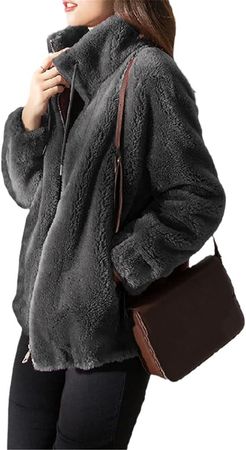 Amazon.com: Women Coat Fleece Warm Stand Collar Long Sleeve Jacket Fashion Zipper Coats : Clothing, Shoes & Jewelry