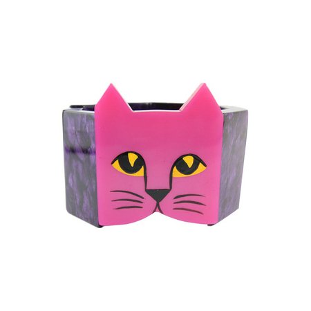 Pavone Signed Fuschia Pink Cat Face Purple Swirl Stretch | Etsy