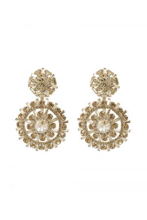Gold Drop Earrings With Gold Crystals