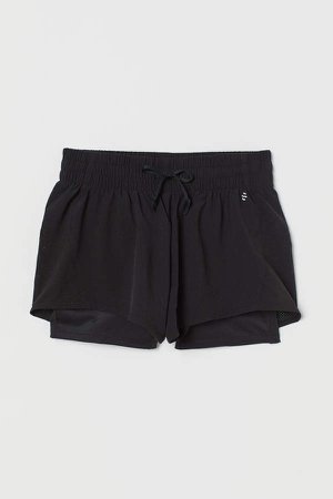 Double-layer Running Shorts - Black