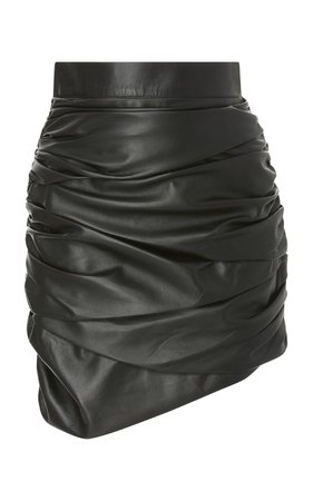 Zeynep Arçay Draped Leather Mini Skirt