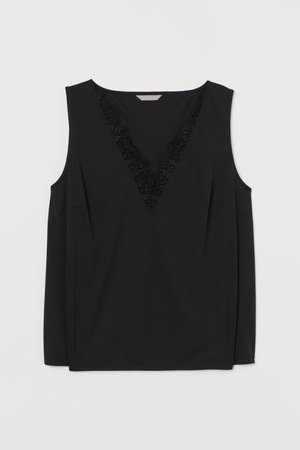 H&M+ V-neck Top - Black - Ladies | H&M US