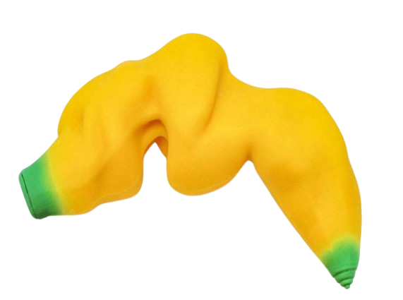 squished banana stress toy