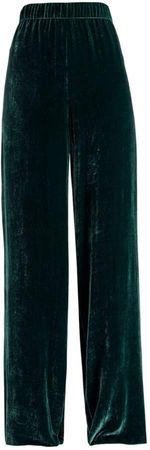 WtR - Kristy Green Velvet Wide Leg Trousers