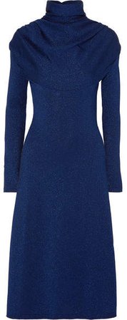 Ruched Lurex Midi Dress - Blue