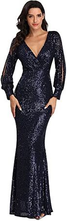 Beauty-Emily Sequins Mermaid Evening Gowns/for Women Party Navy Blue, Large at Amazon Women’s Clothing store