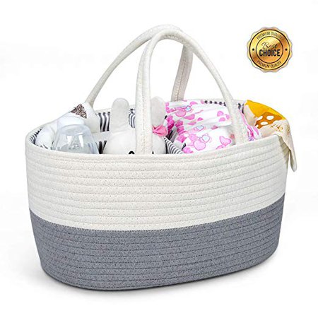 Amazon.com : Baby Diaper Caddy Organizer - Changing Table Organizer - Rope Nursery Storage Bin with Removable Insert - Baby Shower Gift Basket & Newborn Registry Must Haves (Brown) : Baby