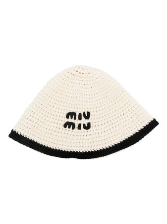 Miu Miu logo-embroidered Crochet Bucket Hat - Farfetch