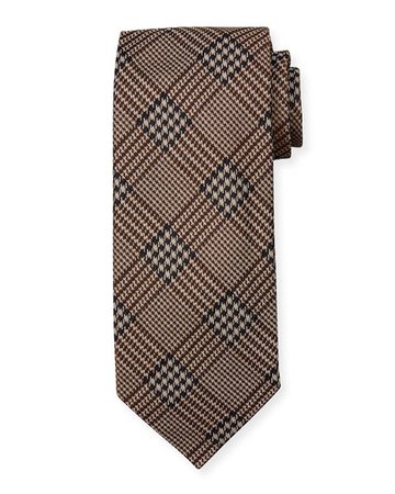 TOM FORD Men's Houndstooth Plaid Cotton Tie | Neiman Marcus