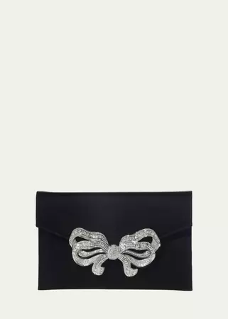Judith Leiber Couture Crystal Bow Satin Envelope Clutch Bag - Bergdorf Goodman
