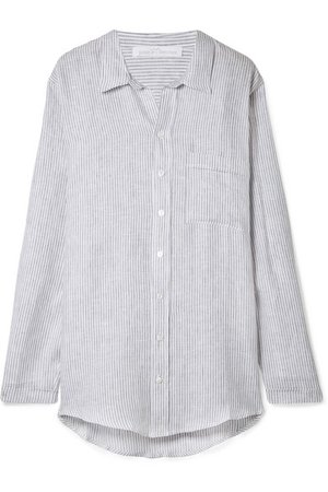 Pour Les Femmes | Striped linen pajama shirt | NET-A-PORTER.COM