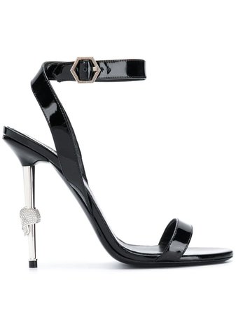 Black Philipp Plein Patent Stiletto Sandal | Farfetch.com