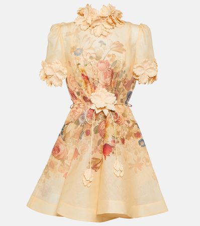 Luminosity Floral Applique Linen And Silk Minidress in Multicoloured - Zimmermann | Mytheresa