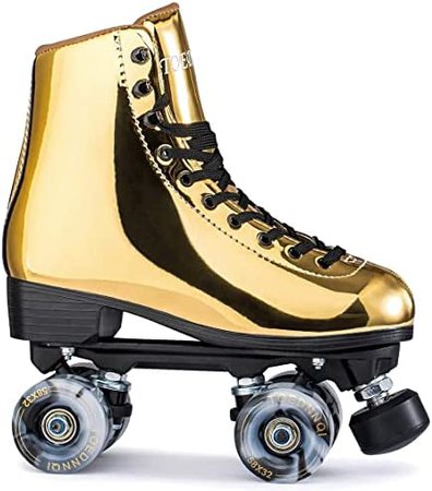 Amazon.com : TOEDNNQI Roller Skates for Women Youth Adult Classic High Top Quad Skate Shoes for Outdoor & Indoor Gold 8 : Sports & Outdoors