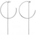 Swarovski Fit Rhodium Plated & White Crystal Hoop Earrings - Earrings from Joshua James UK