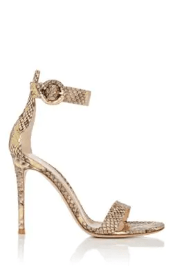 Gianvito Rossi Portofino Python Ankle-Strap Sandals In Gold | ModeSens